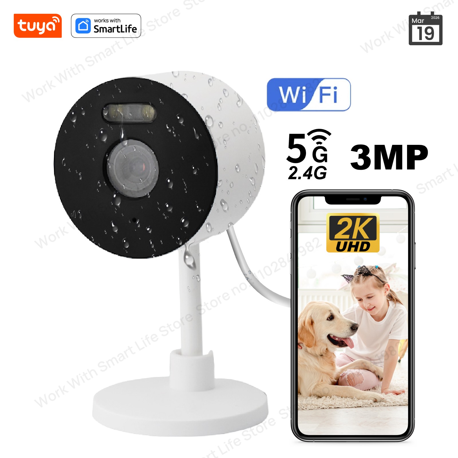 Smart Home Camera Ezviz - 3-мегапиксельная HD-камера Tuya Smart для внутреннего/наружного